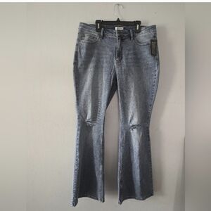 Candace Cameron Bure Deconstructed Flare Jeans 14 Petite | NWT Distressed Denim